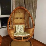 ST/💟Qigui Shangpin Thick Real Rattan Hanging Basket Rattan Chair Hammock Indoor Cradle Chair Adult Rocking Chair Swing C