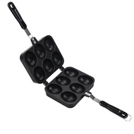 6 Hole Cooking Cake Pan Cast Iron Omelette Pan Non-Stick Cooking Pot Breakfast Egg Cooker Cake Mold 