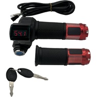 1 Pair EBike Throttle Grip, Universal Electric Bicycle Scooter Twist Handlebar with LCD Battery Volt