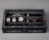 螺鈿鑲嵌高級太陽眼鏡收納架 墨鏡收納 木製首飾盒 唐草紋