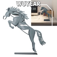 IWUYEAR Metal Horse Statue, Grey Abstract Running Horse Statue, Statues Iron  Horse Figurine Decor O