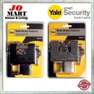 YALE-SOLID BRASS PADLOCK W/STEEL HOLDER SET 80mm | BLACK &amp; SILVER