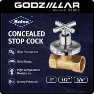 Balco Cross Handle Stopcock Stop  Shower Valve | Concealed Chrome (1/2 &amp; 3/4 &amp; 1)