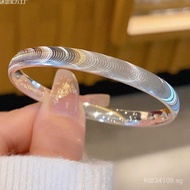 Women's Genuine Design Bracelet Silver Bangle Solid Versatile Pure Silver Cat's Eye Brushed9999Sterl