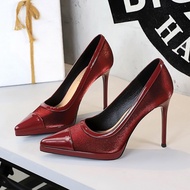 BIGTREE 9cm Satin Stiletto High Heels - Pointed Toe Platform for Formal Events