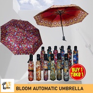 Lucky Bloom Automatic Sun and Rain Umbrella 8 Ribs Trifold Umbrella Mini Flower Printed FlowerDesign