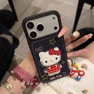 秋冬毛绒牛仔刺绣猫咪适用iPhone17promax16手机壳1514女Autumn Winter Plush Denim Embroidered Cat for iPh