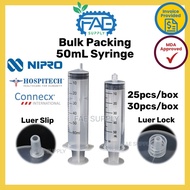 Syringe Picagari Luer Lock Luer Slip MDA 50 mL CC box packing bulk NIPRO HOSPITECH