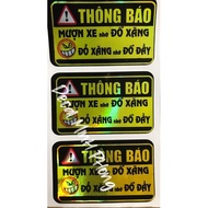 7-color chrome stamp notice: borrow a car, remember to refuel genuine (including 1 stamp 7,5*4,5cm)