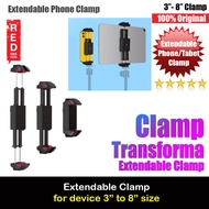 Red Design Selected Extendable Phone Tablet Holder Clamp Clip Mount for 3 inches to 8 inches 7 cm to