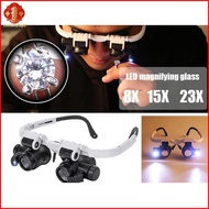 [LSG1]  Glasses Magnifier With LED Light 8X 15X 23X Watchmaker Jeweler Loupe [SG]