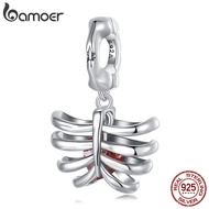 BAMOER ซี่โครง925เงินสเตอร์ลิงทึบจี้ห้อยคอน่ารักพอดีกับสร้อยข้อมือลูกปัดคริสตัลและสร้อยคอเครื่องประด