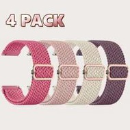 4 Packs 20mm Braided Nylon Band Compatible With Samsung Galaxy Watch 4 5 6 7 FE 40mm 44mm/4 6 Classi