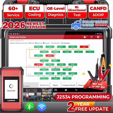 [12V Ca& 24V Truck] 2026 Diesel Bidirectional Diagnostic Scan Tool with J2534 Protocols,Topology Map
