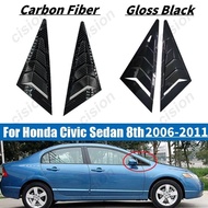 2PCS Gloss Black / Carbon Fiber Style Window Side Car Front Vent Shutter Scoop Louver Cover Trim Sti
