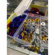 🔥(JUALAN 1PCS) WASHER NUT FLAT ALLOY/ALOI SILVER/GOLD/BIRU/MERAH UNIVERSAL SAIZ 10/13/14/17 THAILOOK