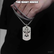 Chrome Hearts Necklace with Silver Stainless Steel Cross Card Pendant Fashion for Men and Women - Th