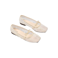 Giày Búp Bê Lưới Nữ Đế Bệt Quai Ngang Phối Nơ Nhỏ Pixie H408