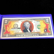 Tiền 2 USD Hình Con Cọp Mạ Vàng 2022 Màu Xanh đỏ Kích thước tờ tiền 155 x 65mm (Dài X Rộng)- SP00537