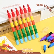 6pcs Rainbow Stackable Crayons For Kids, 14 Colors Replaceable Building Block Crayon, Drawing Crayon