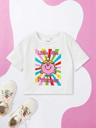 Mr Men Little Miss X SHEIN 少女漫畫和字母圖形下垂肩t恤