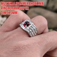MERAH Mustika Centipede Stone Ring Round Red Pomegranate/Red SIEM Alpaca