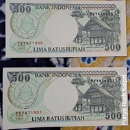 Uang Jaman Dulu | Uang Kuno 500 Rupiah Thn 1999 Gambar Orang Utan Dan Rumah Adat Kalimantan Timur