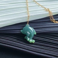 天然藍水 翡翠項鍊  玉墜 海豚 14kgf項鍊 送禮