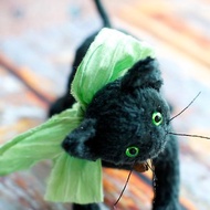 Little black Cat created with vintage plush