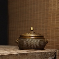 AT*🛬Copper Incense Burner Lion Ear Bamboo Pattern Cover Incense Burner Domestic Indoor Incense Sandalwood Stove BD37