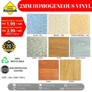 2mm Vinyl Sheet Roll | Certified Homogeneous Vinyl Flooring - Durable & Excellent Durability | Rubbe