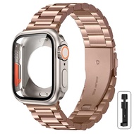 สายเหล็กสแตนเลส + เคสสำหรับ Apple Watch เคสอัพเกรดพิเศษ49มม. 44มม. 45มม. สำหรับ I Watch Series 8 7 6 SE 5 4สายข้อมือโลหะ