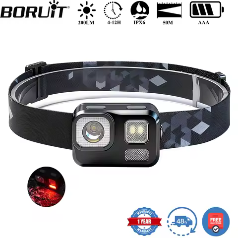 BORUiT B29 XP-G2 LED 200LM Headlamp Powered by AAA Battery Headlight Waterproof Outdoor Camping Fish