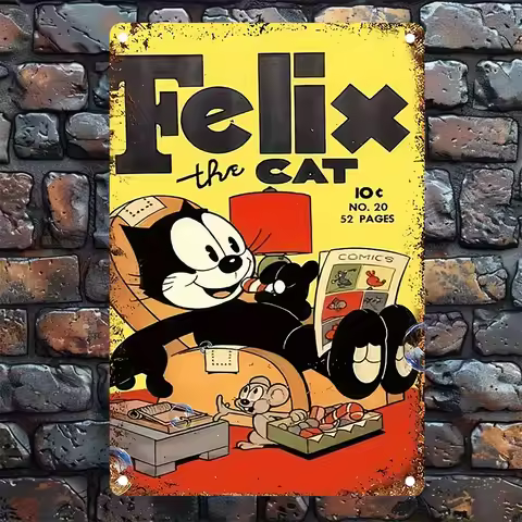 ClassicToonDecor F-Felix Cat Tin Sign - Iron Retro Comic Wall Art - Home/Kitchen - Perfect Cartoon G