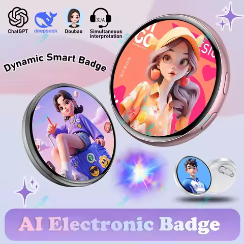 Smart AI Anime E-Badge 1.7inch Large Display Pin Dynamic Electronic Cyber Badge Digital Display Dyna