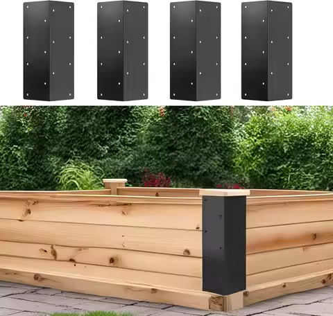 Set of 4 Metal Raised Garden Bed Corner Brackets - Rust Resistant Connectors with Matching Screws - 