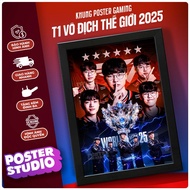 WORLD CHAMPION 2025 T1 poster photo frame includes 2 sizes A5 (18cm x 24cm), A4 (24cm x 35cm)