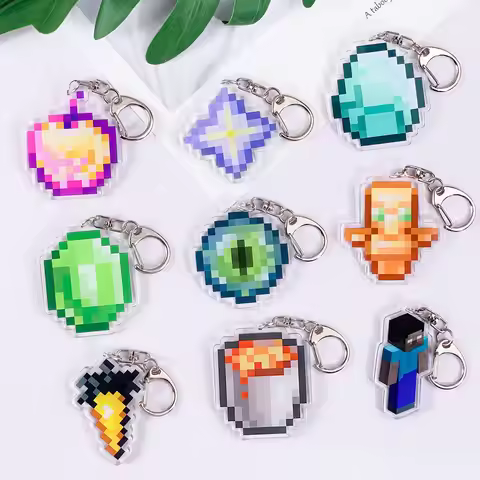 Game Totem of Undying Apple Steve Diamond Cute Acrylic Keychain Accessories Cartoon Bag Charm Backpa