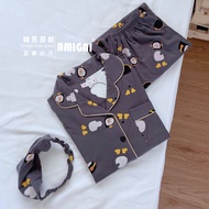 Spao PENGSOO ชุดนอนแขนยาวลําลอง ผ้าฝ้ายแท้ ลายเพนกวินน่ารัก สไตล์เกาหลี เหมาะกับคู่รัก สําหรับผู้ชาย