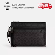 [Luxuco] Coach Carryall Pouch in Signature Canvas Clutch CY985 Black