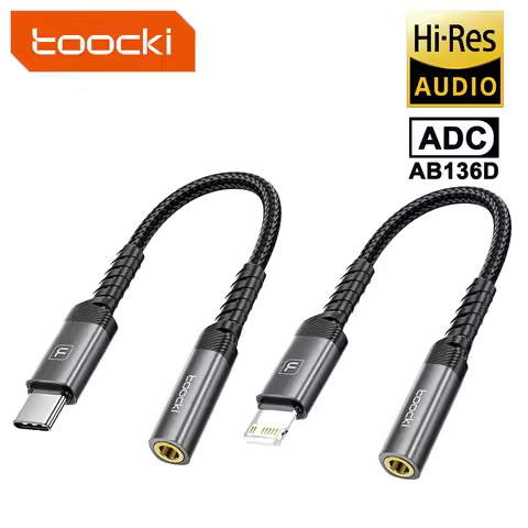 Toocki USB-C/Lightning to 3.5mm Jack Audio Extention Cable Male to Female Aux Adapter DAC Chip Hifi 