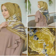 Kerudung segi empat motif ajrea warna kuning/hijab voal premium