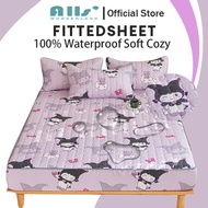 Alls' Wonderland Waterproof Premium Bedsheet Sanrio Kulomi Thicken Fittedsheet Mattress Protector Fitted Bedsheet Queen/Single/King