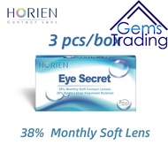 (3 pcs) Horien Eye Secret 38% Monthly Disposable Lens Clear Contact Lenses