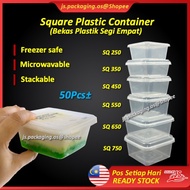 SQ 250/350/450/550/650/750 Square Disposable Plastic Food Container (50Set) Bekas Plastik SegiEmpat