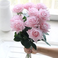 Bunga Mawar Artificial Premium Latex Import Blooming-Soft Pink