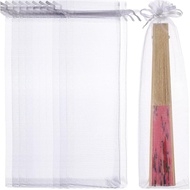 Angoily Hand Fan Bags 50PCS Drawstring Organza Folding Hand Fan Pouches for Wedding Favors, Party Su