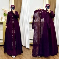 Gamis Brokat Mewah Terbaru Violla Dres BL Ceruty Babydoll Mix Brukat Aplikasi Payet M L XL XXL 3XL D