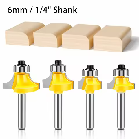 Bearing Guided Round Over Router Bit 6mm 1/4" Shank For Wood Edge Rounding Chamfering R Corner Proce