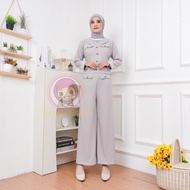 AQILA - SETELAN LEYRA WANITA LIST COMBINASI / SET KNIT HORNET WANITA